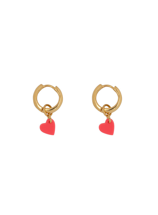 Bibi Camille - Small heart hoop earring - Gold neon pink