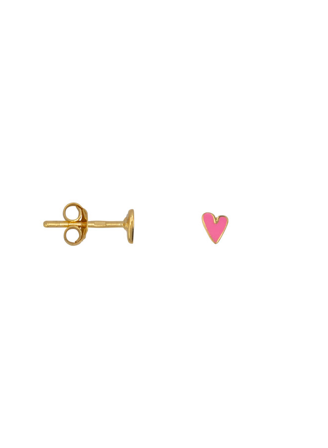 Bibi Camille - Mini heart stud earring - Gold light pink