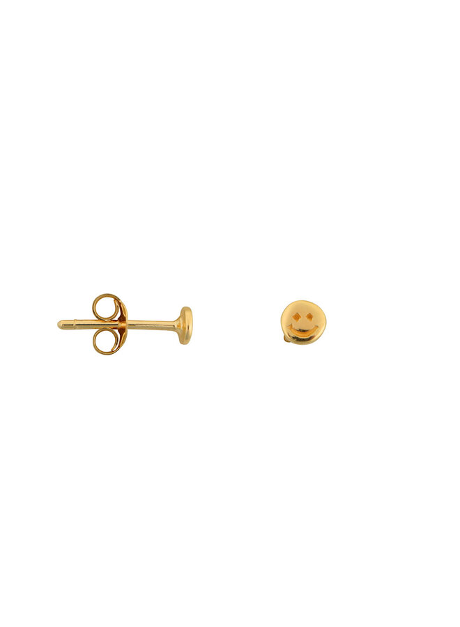 Mini smiley stud earring - Gold