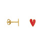 Bibi Camille - Medium heart stud earring - Gold neon pink enamel
