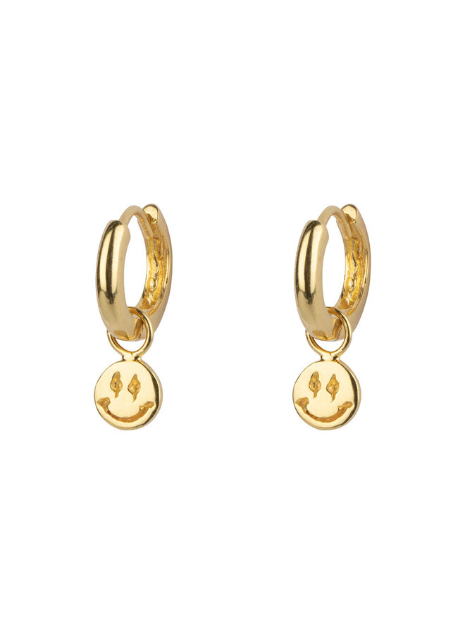 Smiley small hoop earring - Gold