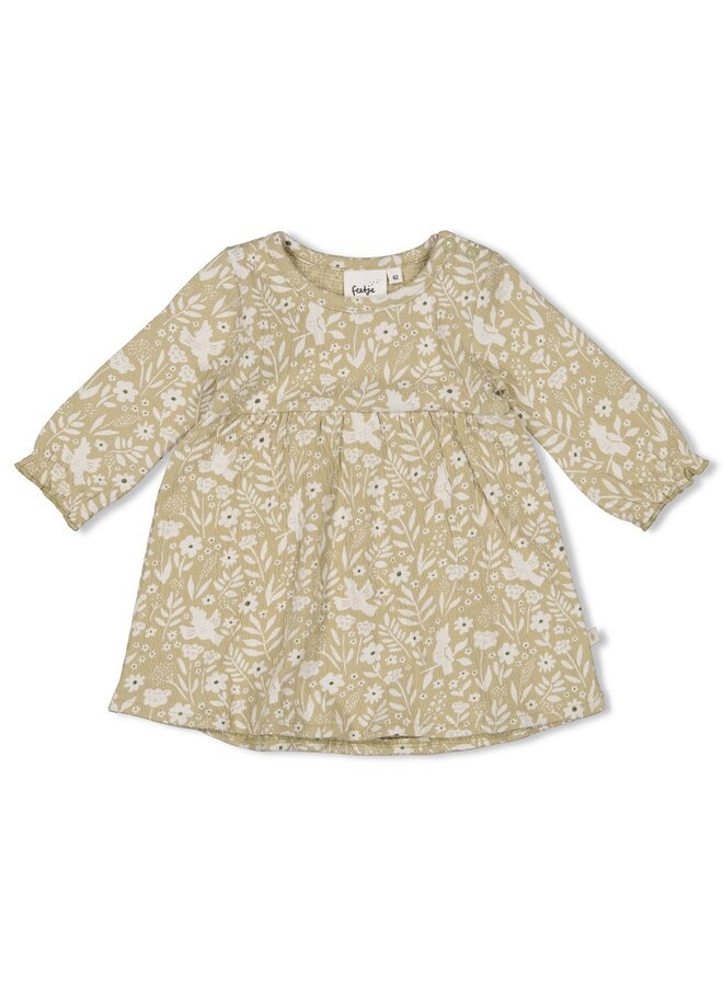 Jurk crinkle AOP - Let Your Dreams Blossom - Groen