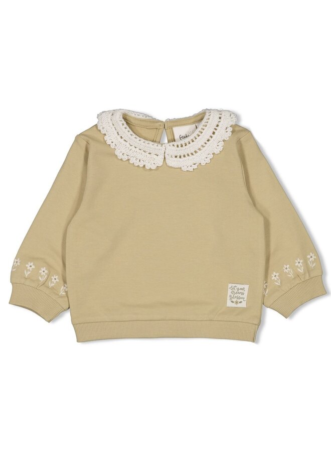 Feetje - Sweater met kraag relaxed fit - Let Your Dreams Blossom - Groen