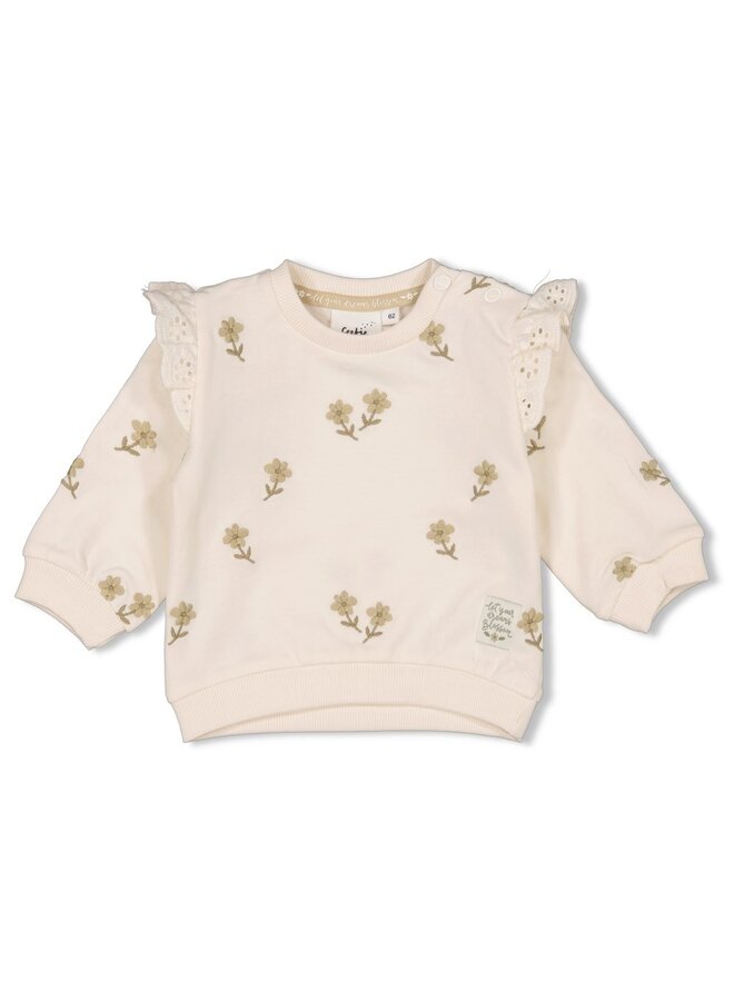 Sweater AOP embroidery relaxed fit - Let Your Dreams Blossom - Offwhite