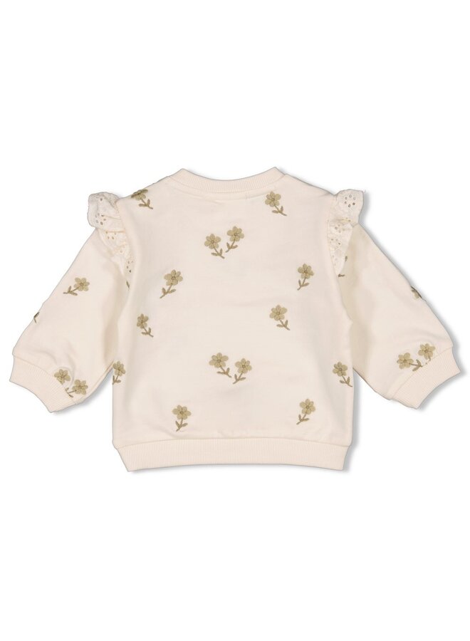 Sweater AOP embroidery relaxed fit - Let Your Dreams Blossom - Offwhite