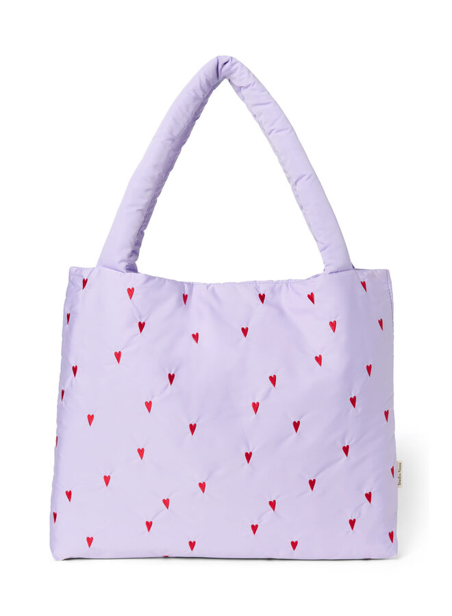 Puffy mom bag - Purple hearts