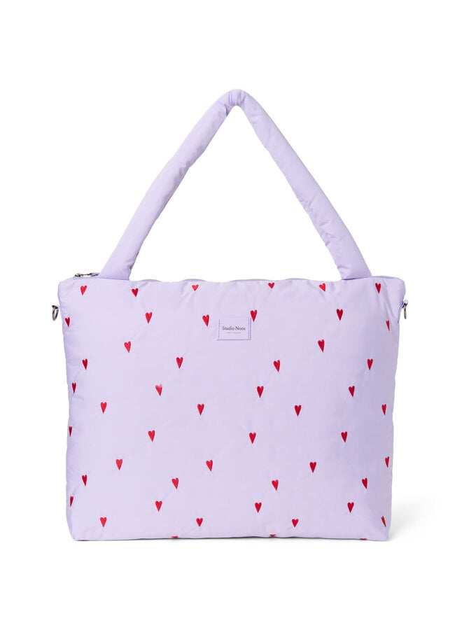 Puffy diaper bag - Purple hearts
