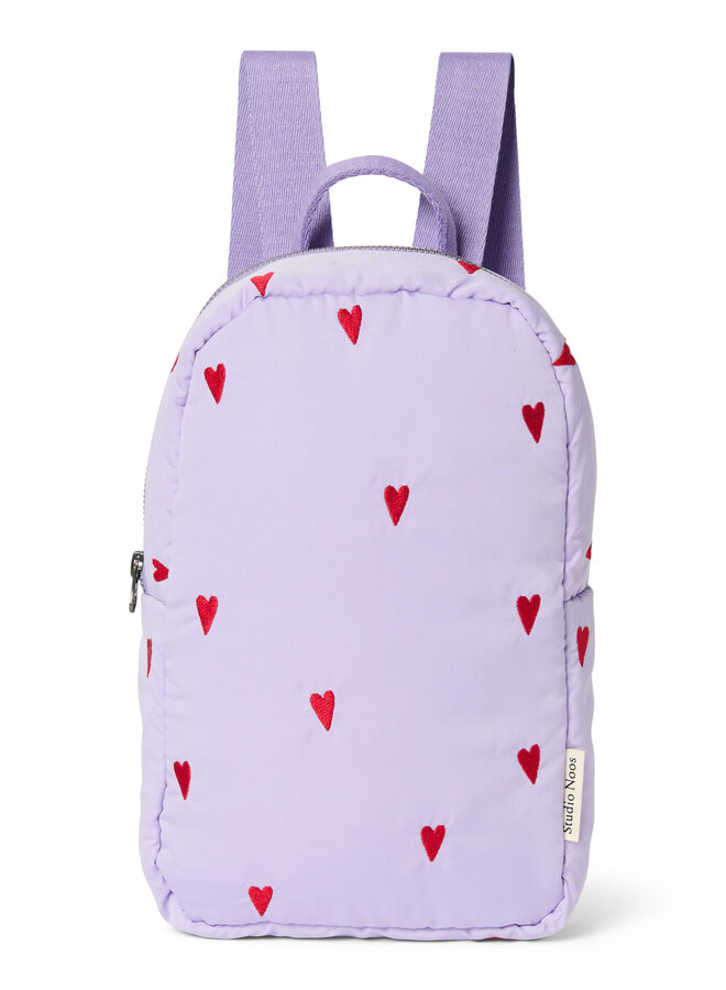 Puffy mini backpack - Purple hearts