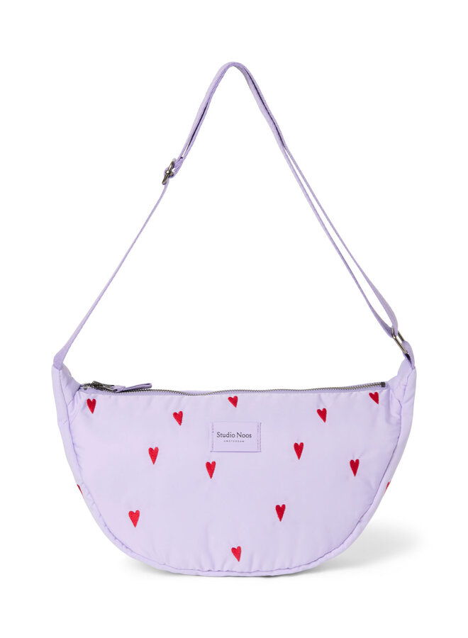 Puffy adult fanny pack - Purple hearts
