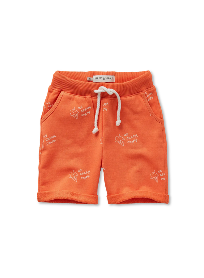Sproet & Sprout - Sweat shorts ice cream print - Orange sprint