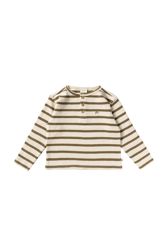 Stripe terry relaxed granddad ls - Multicolor