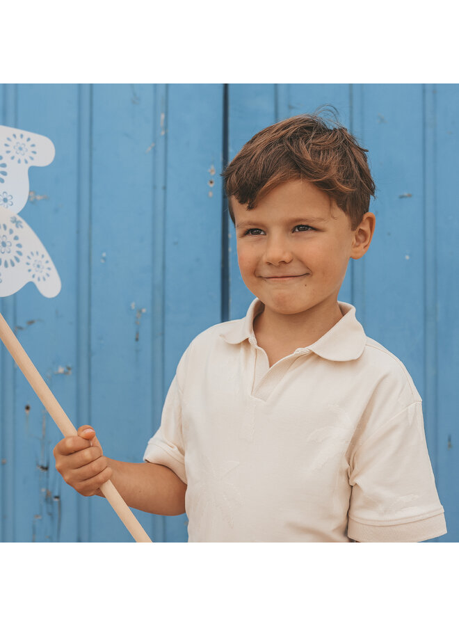 Your Wishes - Stamped palms casual polo - White swan