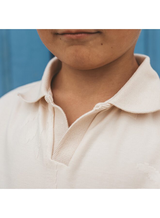 Your Wishes - Stamped palms casual polo - White swan