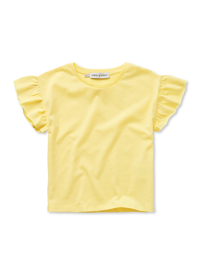 Girls t-shirt ruffle sleeve - Pastel yellow