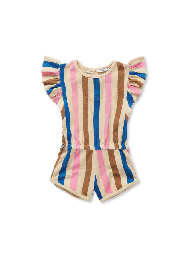 Sproet & Sprout - Ruffle jumpsuit stripes print - Sesame