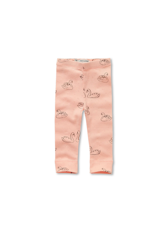 Sproet & Sprout - Baby legging swan print - Blush pink