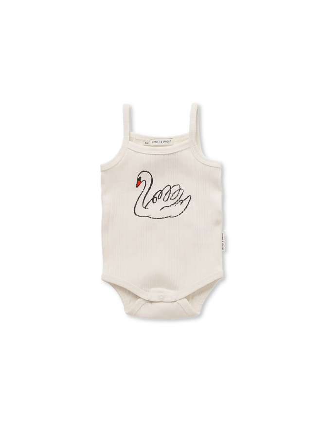 Sproet & Sprout - Strap romper swan - Off-white