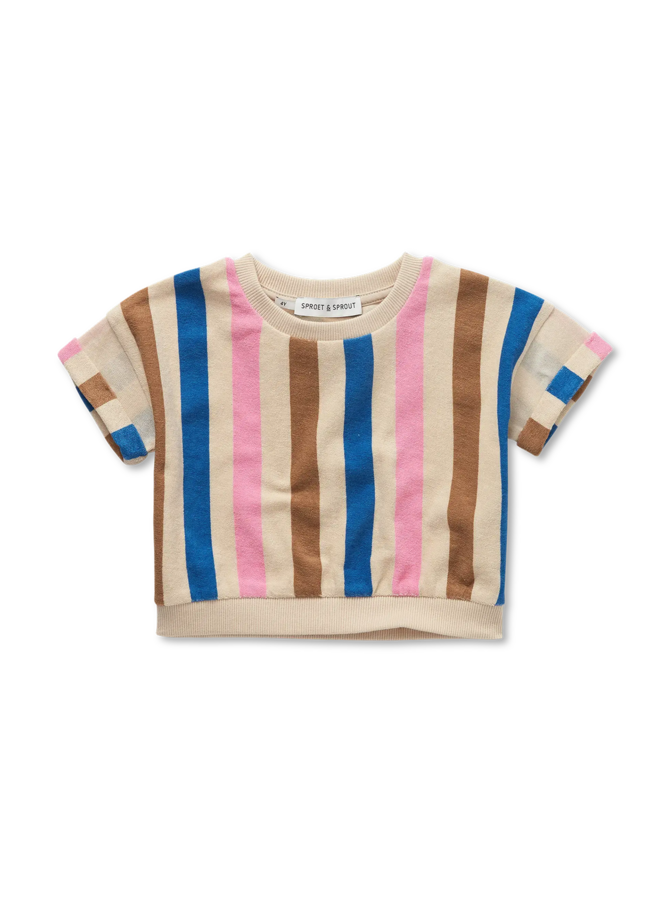 Cropped sweatshirt stripes - Sesame