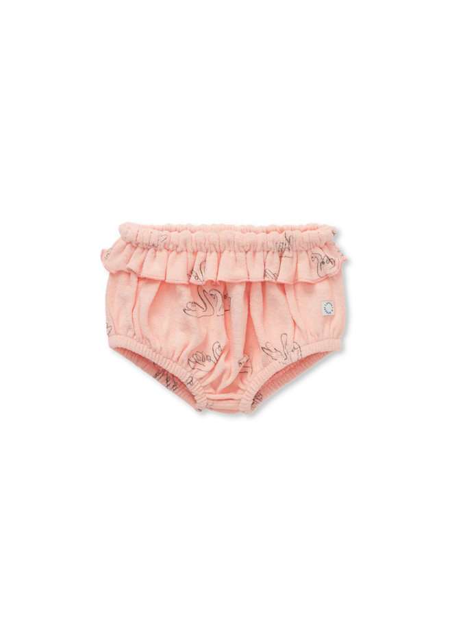 Sproet & Sprout - Ruffle bloomer swan print - Blush pink