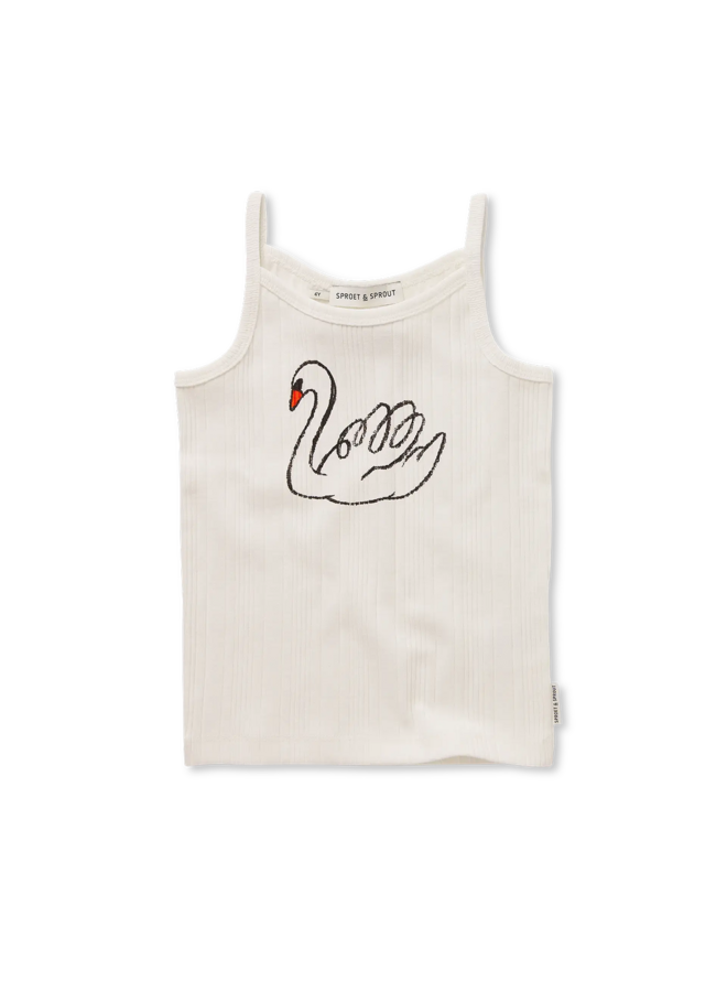 Sproet & Sprout - Girls spaghetti top swan - Off-white