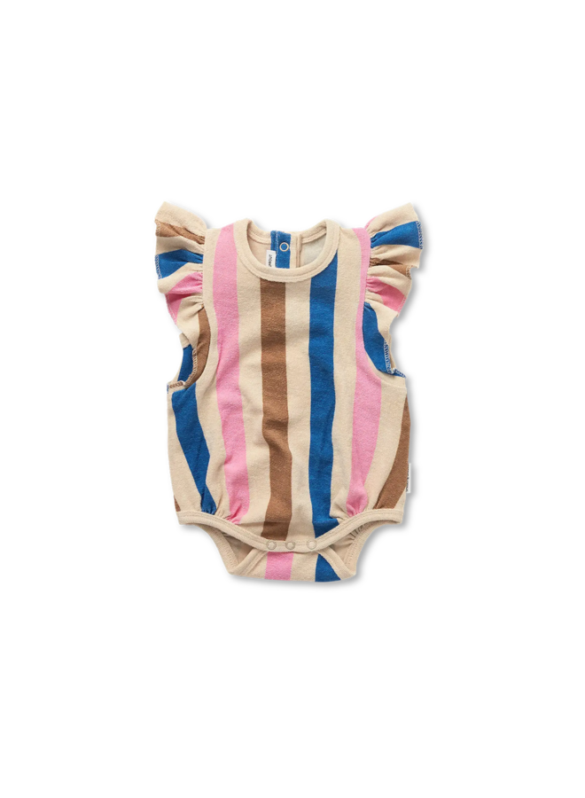 Sproet & Sprout - Romper ruffle multi stripes - Sesame