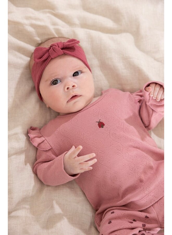 Feetje - Longsleeve ajour rib - Ladybug - Roze