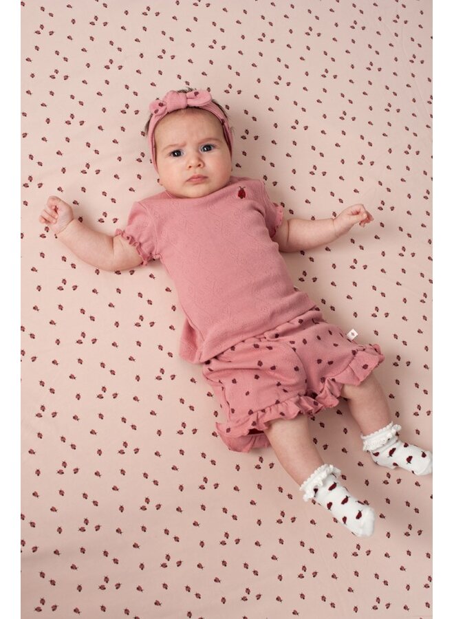 Feetje - T-shirt ajour rib - Ladybug - Roze