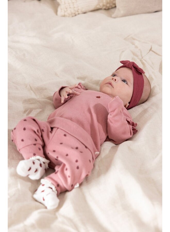 Feetje - Broek ajour rib AOP - Ladybug - Roze