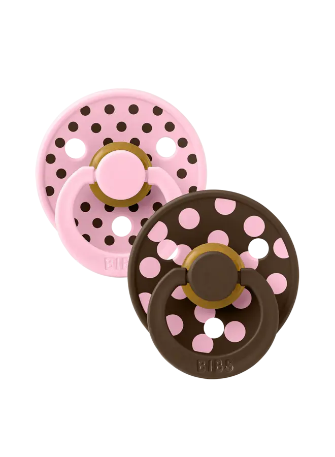 Bibs - Colour fopspenen duopack polka - Baby pink/Mocha