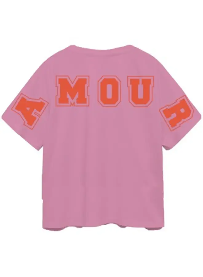 Amoura print top - Begonia pink/Tiger lily