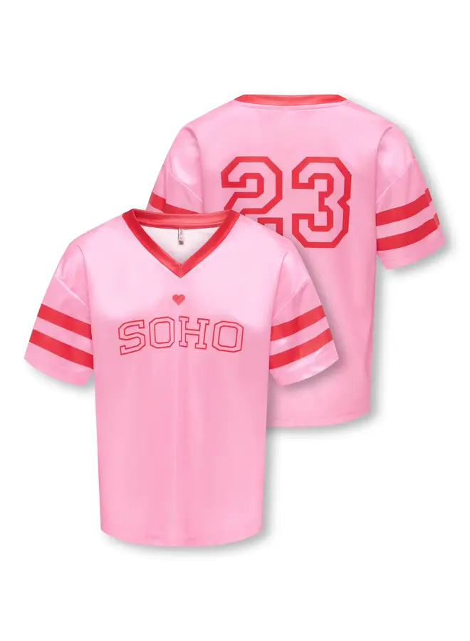 Lulu v-neck sporty top soho - Begonia pink/Mars red