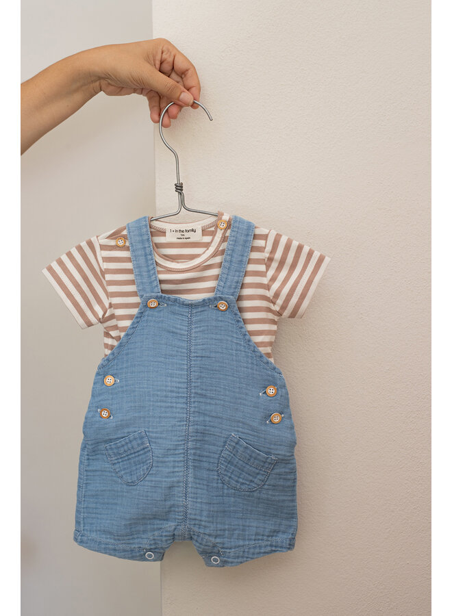 1+ in the family - Skiros short dungaree - Denim