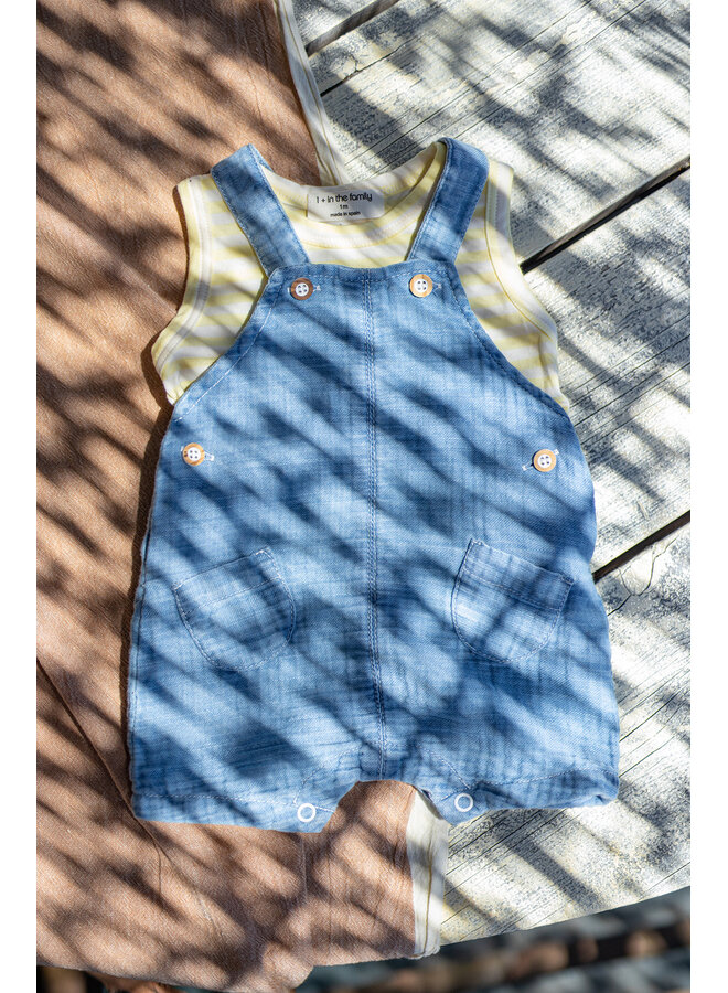 1+ in the family - Skiros short dungaree - Denim