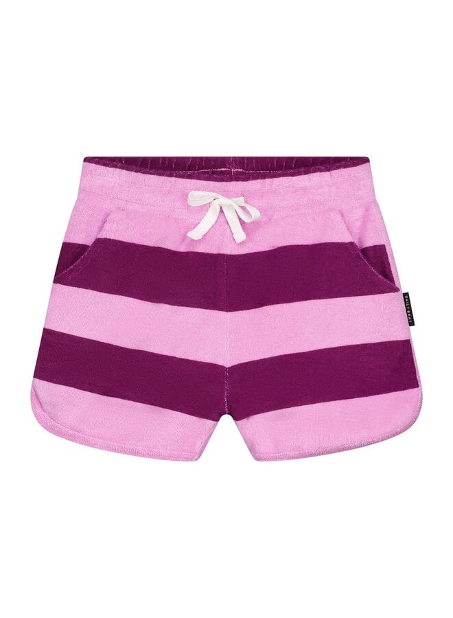 Striped towel shorts - Plum