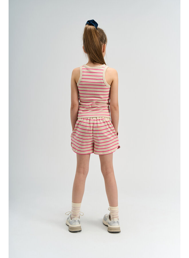 The New - Shannon short top - Carmine rose striped