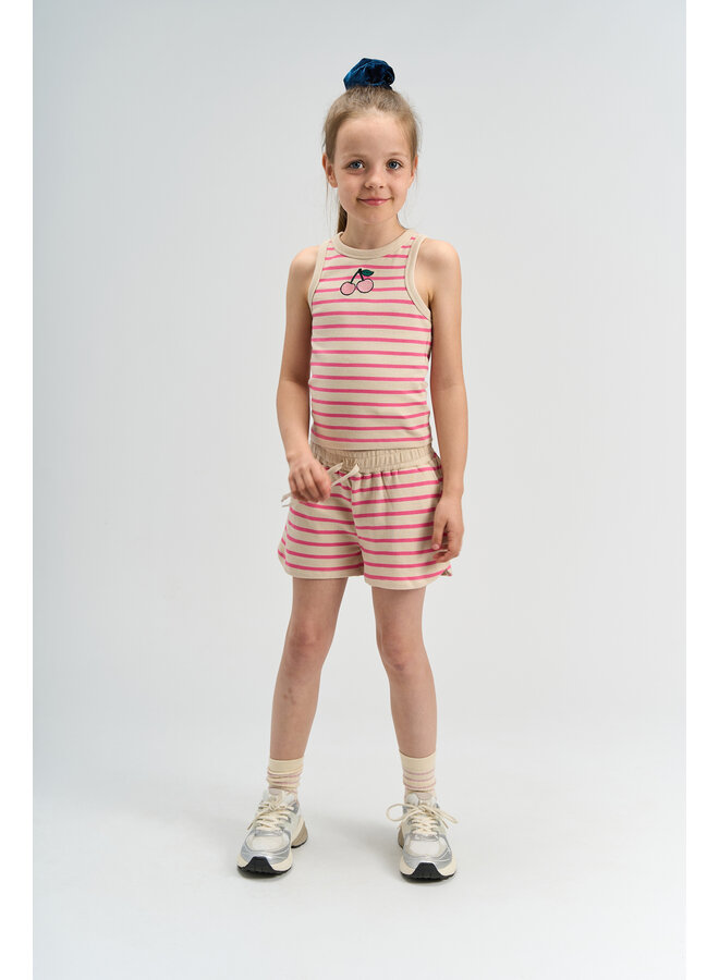 The New - Shannon short top - Carmine rose striped