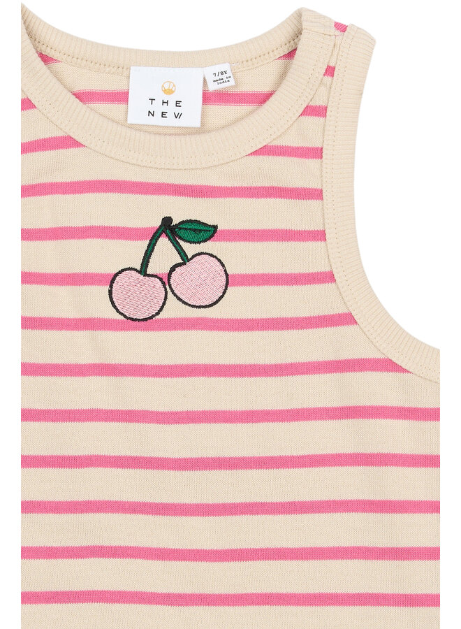 The New - Shannon short top - Carmine rose striped