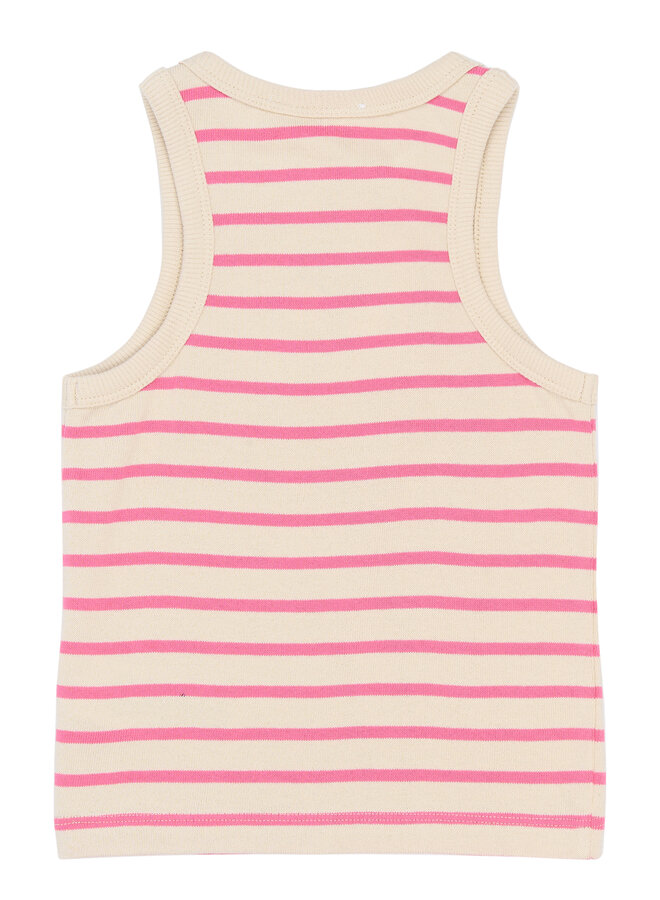 The New - Shannon short top - Carmine rose striped