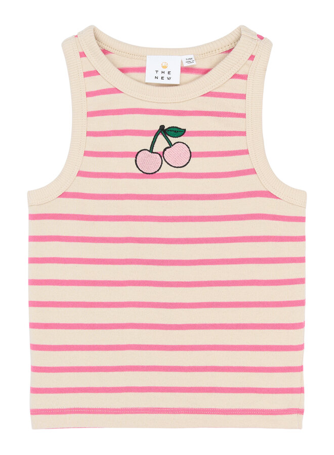 Shannon short top - Carmine rose striped