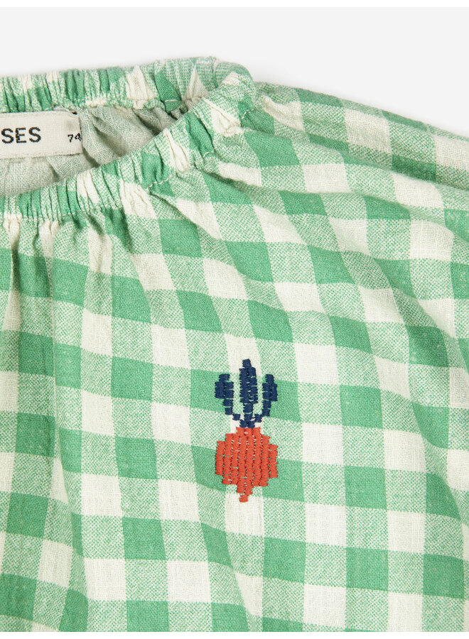 Bobo Choses - Pixel sugar beet vichy woven blouse - Green