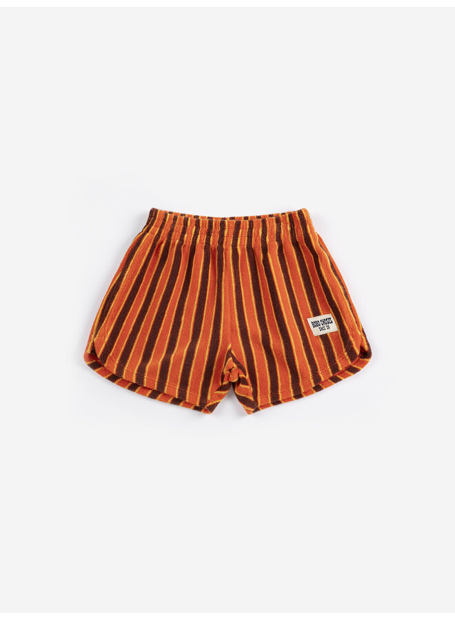 Striped brick terry cloth shorts - Orange