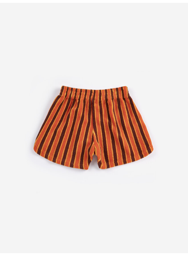 Bobo Choses - Striped brick terry cloth shorts - Orange