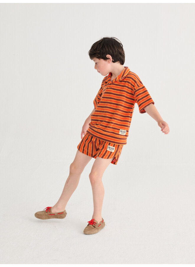 Bobo Choses - Striped brick terry cloth shorts - Orange