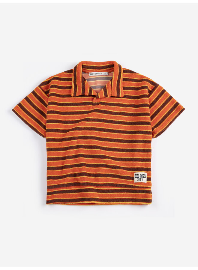 Bobo Choses - Striped brick terry cloth polo - Orange