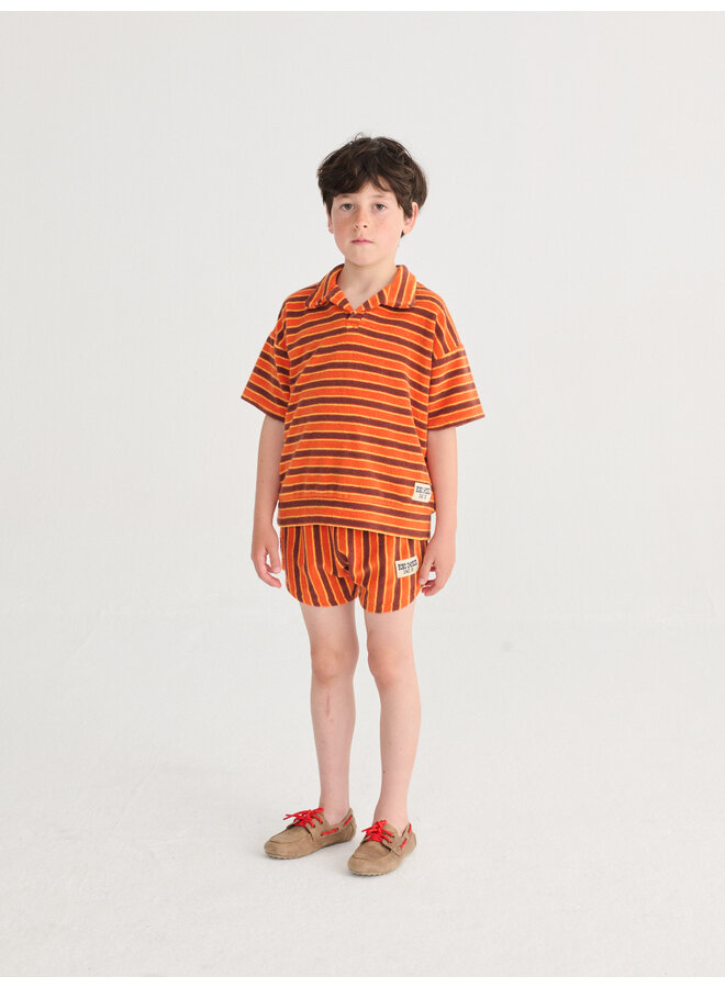 Bobo Choses - Striped brick terry cloth polo - Orange