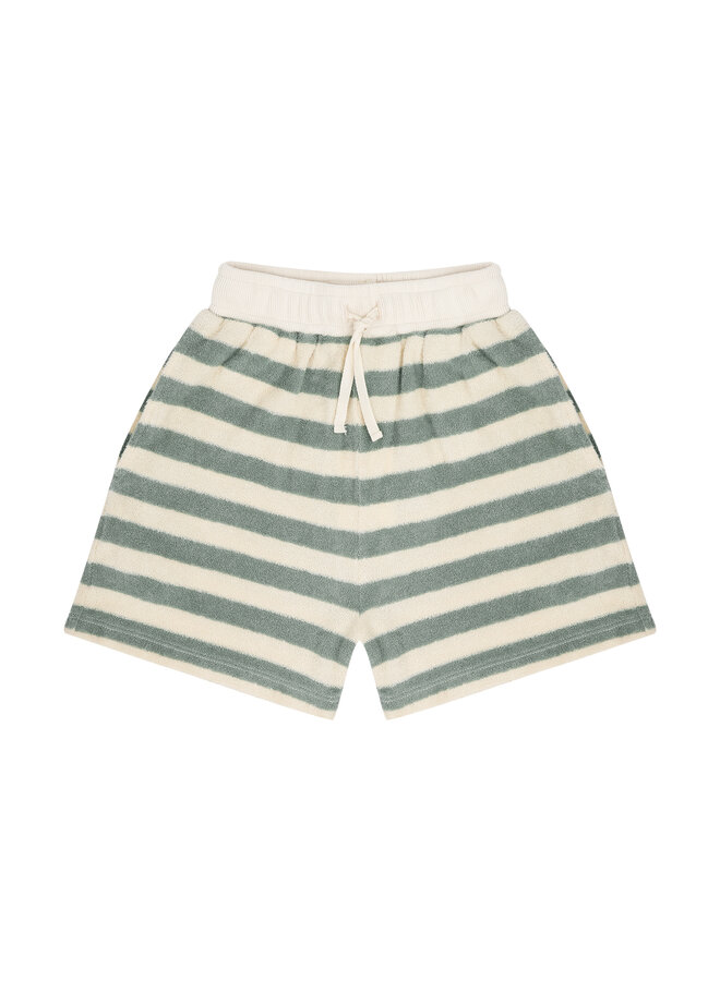 Robin shorts - Sage green off white stripe