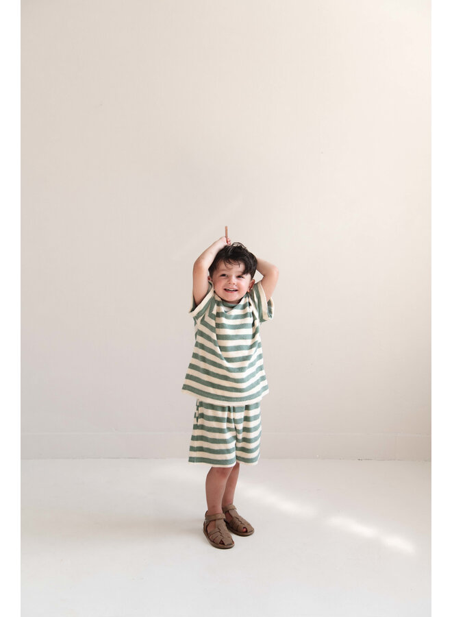 Jenest - Robin shorts - Water blue off white stripe