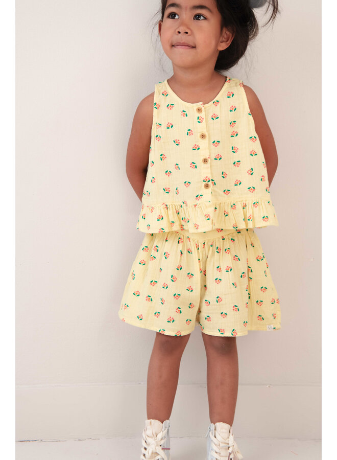 Jenest - Sofie top - Flower aop soft yellow