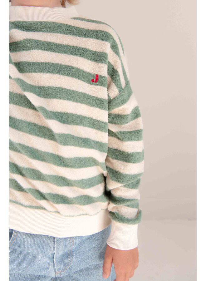 Jenest - Kay sweater - Sage green off white stripe