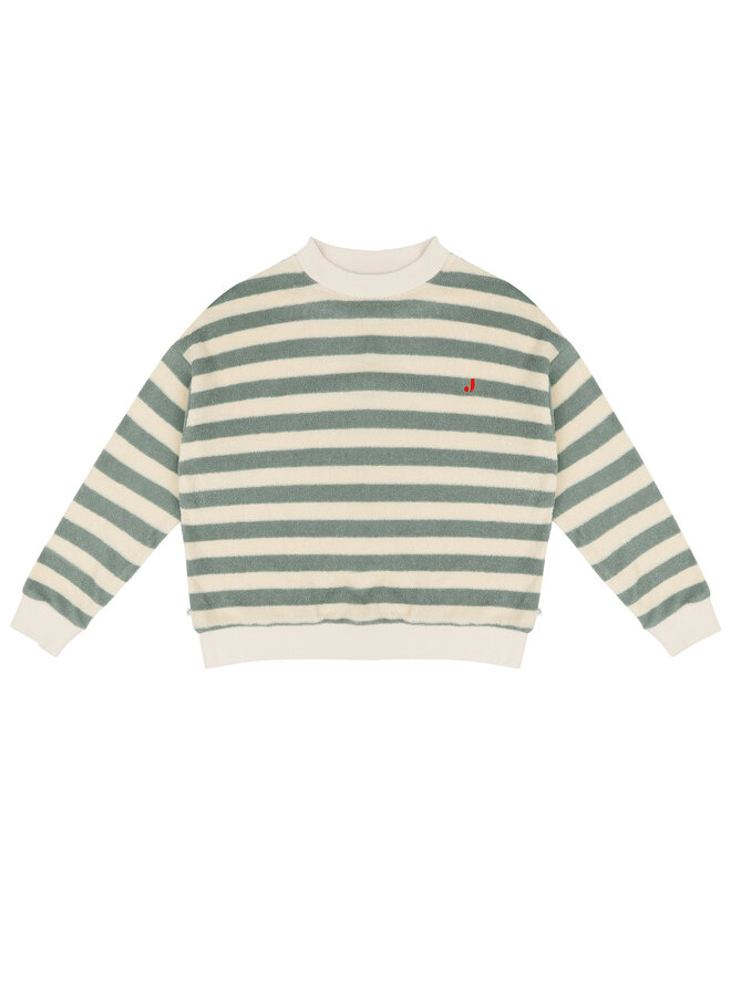 Jenest - Kay sweater - Sage green off white stripe